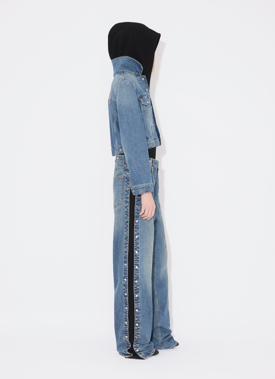 KNIT BAND JEANS IN STONE DENIM ALAÏA BLEU VINTAGE KNIT BAND JEANS IN STONE DENIM